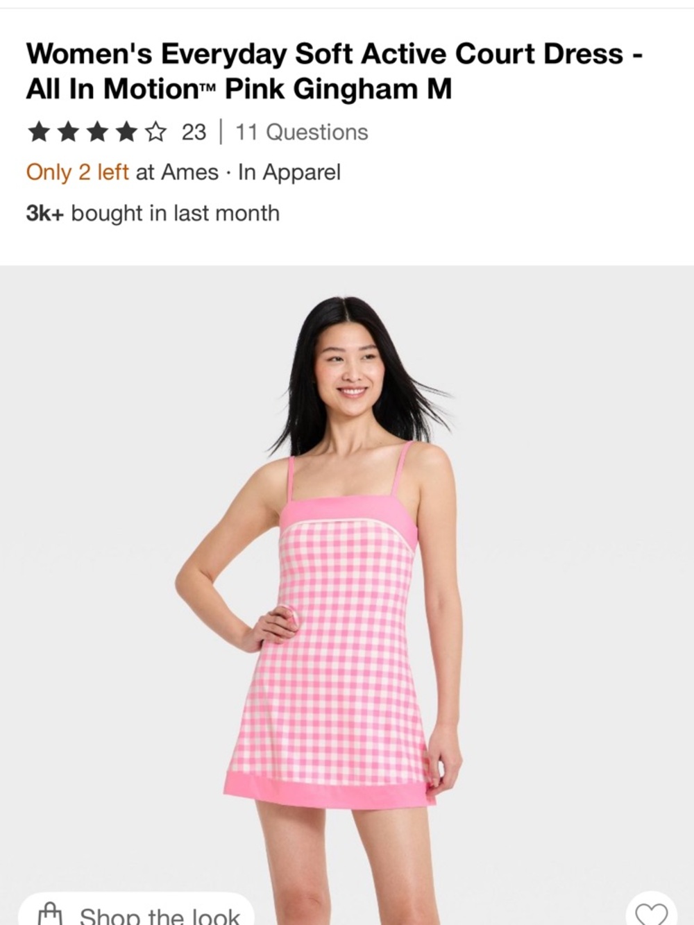 all in motion Pink Gingham women’s everyday soft active court dress